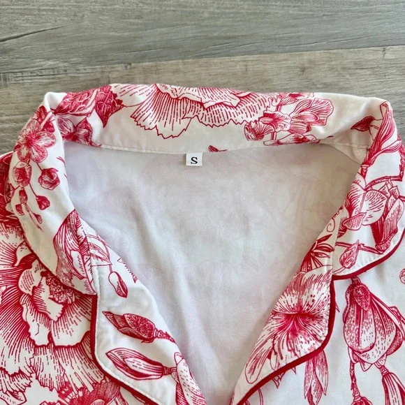 Floral Print Pajama Set, Short Sleeve Top & Shorts (size S) - Picture 4 of 8